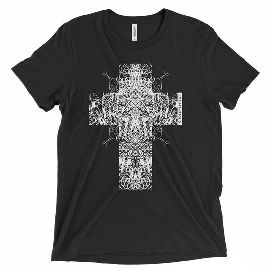 The Ornate Cross Tee (White Print)