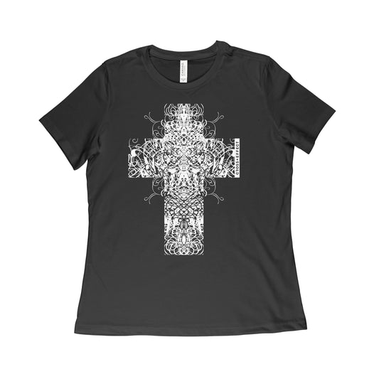 The Ornate Cross Tee (White Print Women's)
