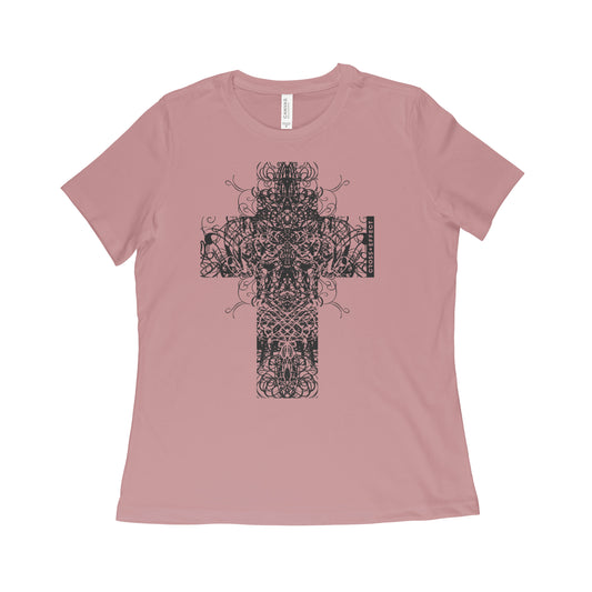 The Ornate Cross Tee (Black Print Women's)